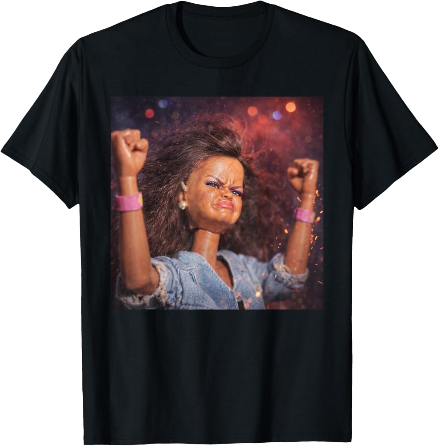 Funny Party Doll Meme Doll Face Meme Reaction Gen Z Brainrot T-Shirt - T-Shirt | Black
