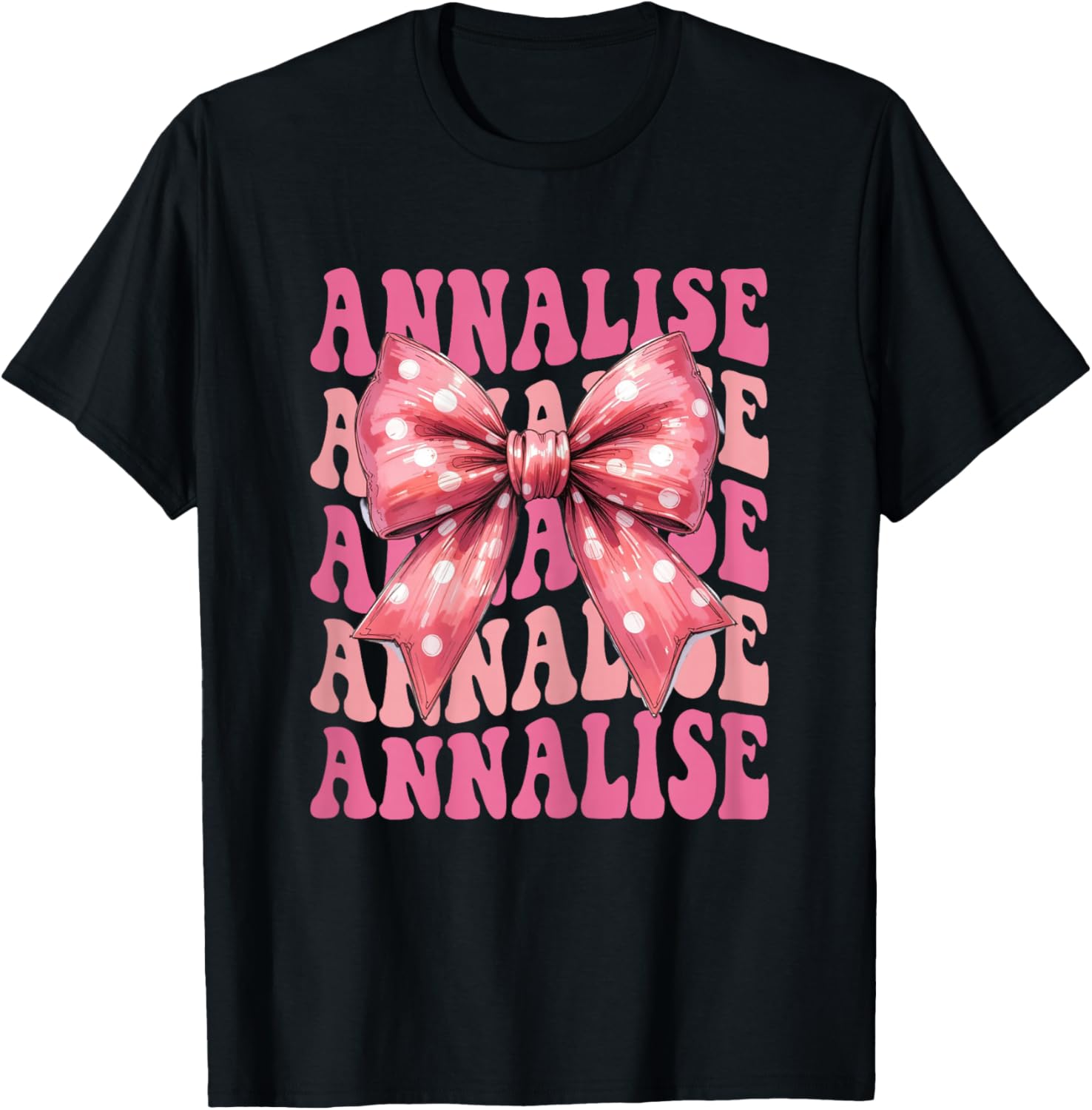 Annalise Name Coquette Bow Aesthetic Girls T-Shirt - T-Shirt | Black