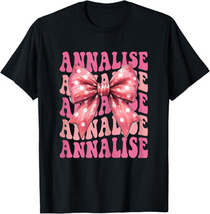 Annalise Name Coquette Bow Aesthetic Girls T-Shirt - T-Shirt | Black