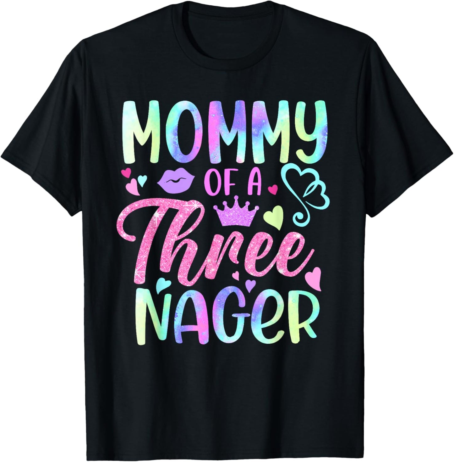 Mommy of A Threenager 3rd Birthday Matching Family T-Shirt - T-Shirt | Black
