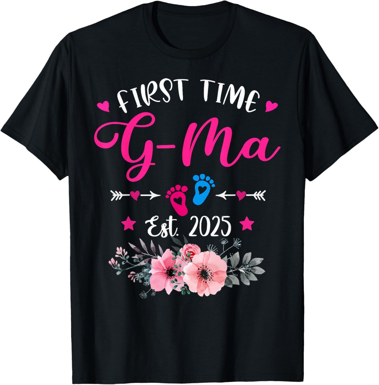 First Time G-Ma 2025 Mother's Day Soon To Be Mom Pregnancy T-Shirt - T-Shirt | Black