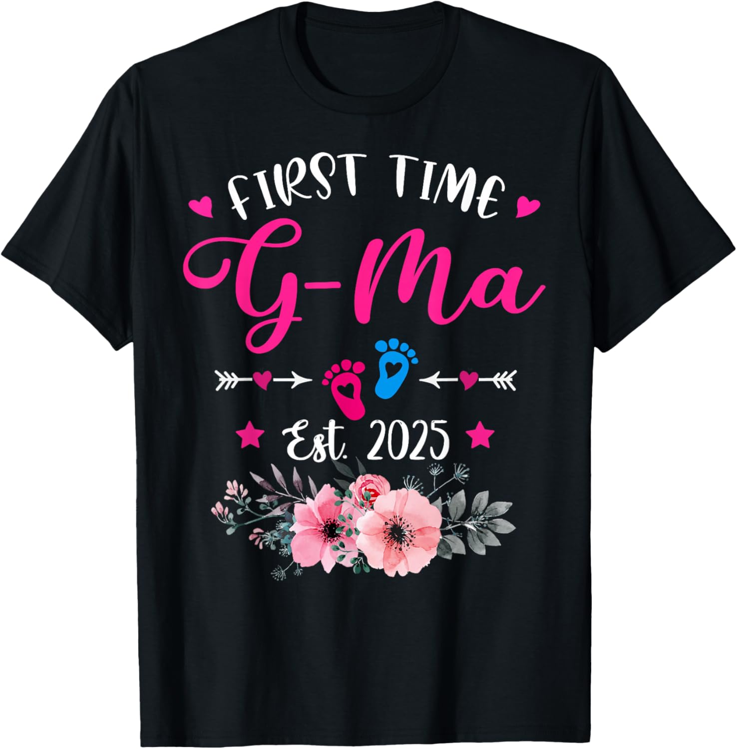 First Time G-Ma 2025 Mother's Day Soon To Be Mom Pregnancy T-Shirt - T-Shirt | Black