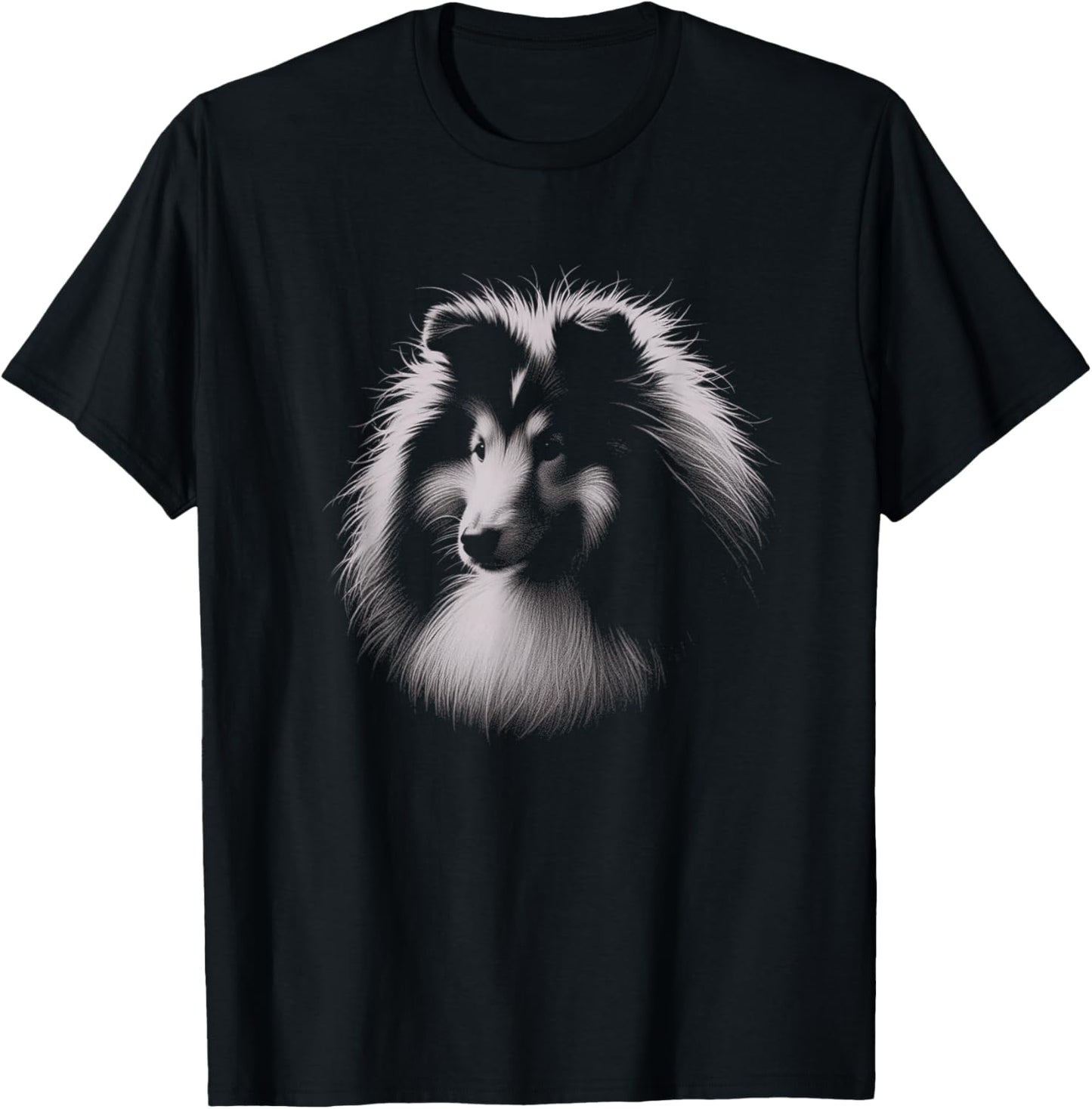 Shetland Sheepdog Drawing Art Design T-Shirt - T-Shirt | Black