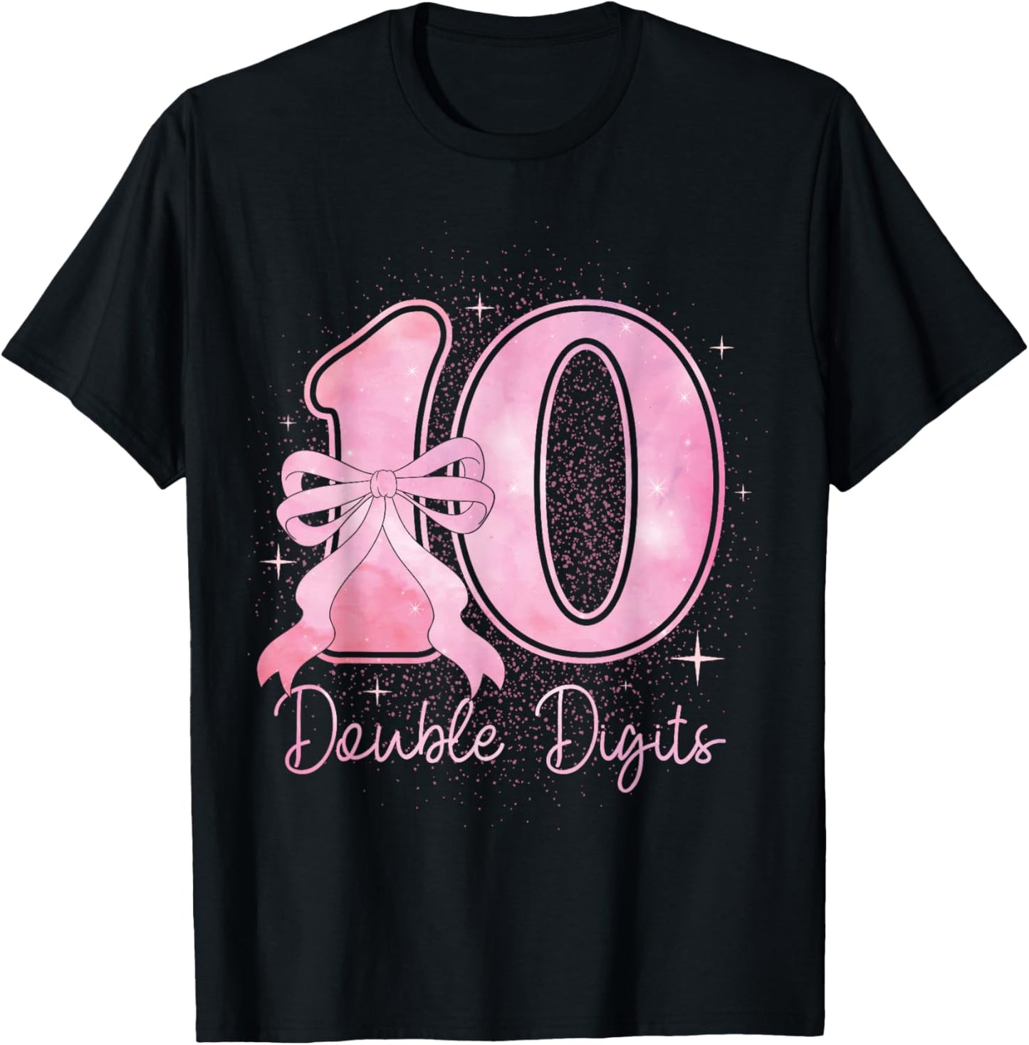 10 Double Digits 10th Birthday Girl Coquette 10 Year Old T-Shirt - T-Shirt | Black