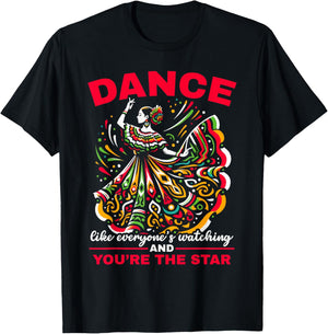 Ballet Folklorico Dancer Mexico Traditional Mexican Dance T-Shirt - T-Shirt | Black