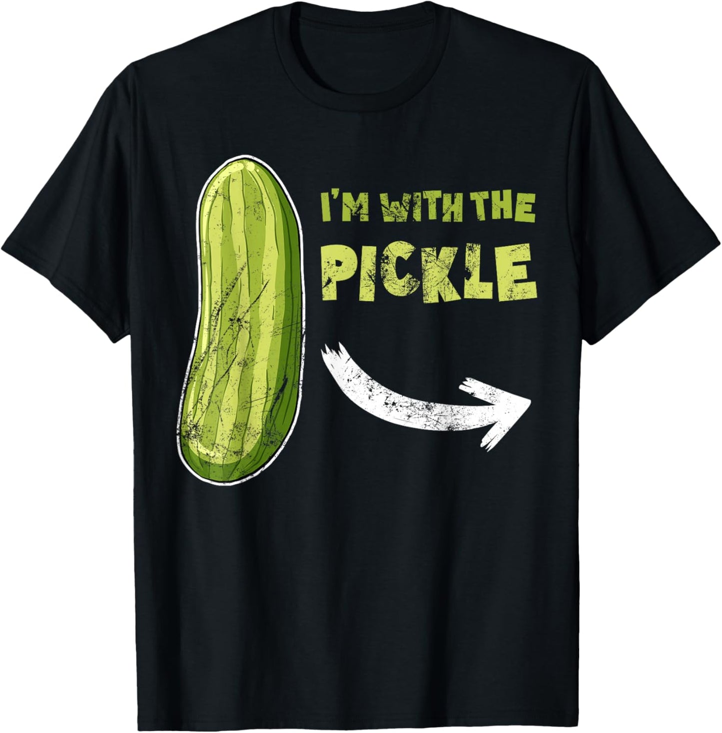 Funny Pickle 'I'm With The Pickle' Matching Halloween for Couples & Families, Black, , Short Sleeve, Cotton, Small T-Shirt - T-Shirt | Black