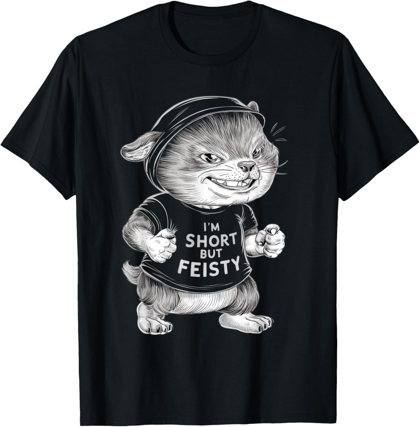 funny short quote, I'm short but feisty, Cool little person T-Shirt - T-Shirt | Black