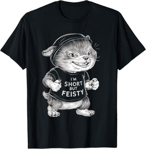 funny short quote, I'm short but feisty, Cool little person T-Shirt - T-Shirt | Black