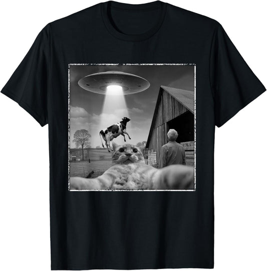 Cat Men Women Conspiracy Theory Funny Fun T-Shirt - T-Shirt | Black