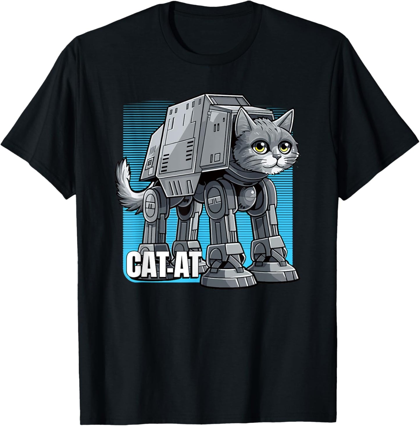 CAT-AT science fiction parody pet cat space robot sci-fi fan Men Women T-Shirt - T-Shirt | Black