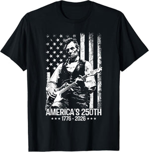 Abraham Lincoln Playing Guitar 4th July 250th Anniversary T-Shirt - T-Shirt | Black