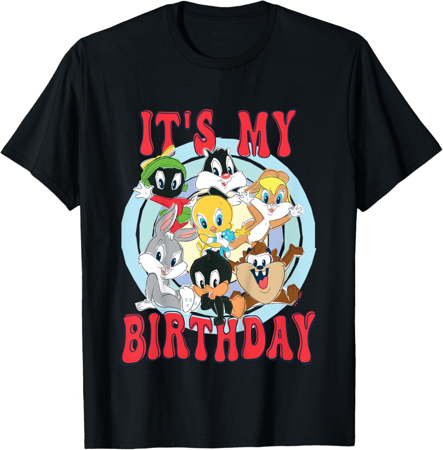 Kids Looney Tunes Looney Group Kid Drawn It's My Birthday T-Shirt - T-Shirt | Black
