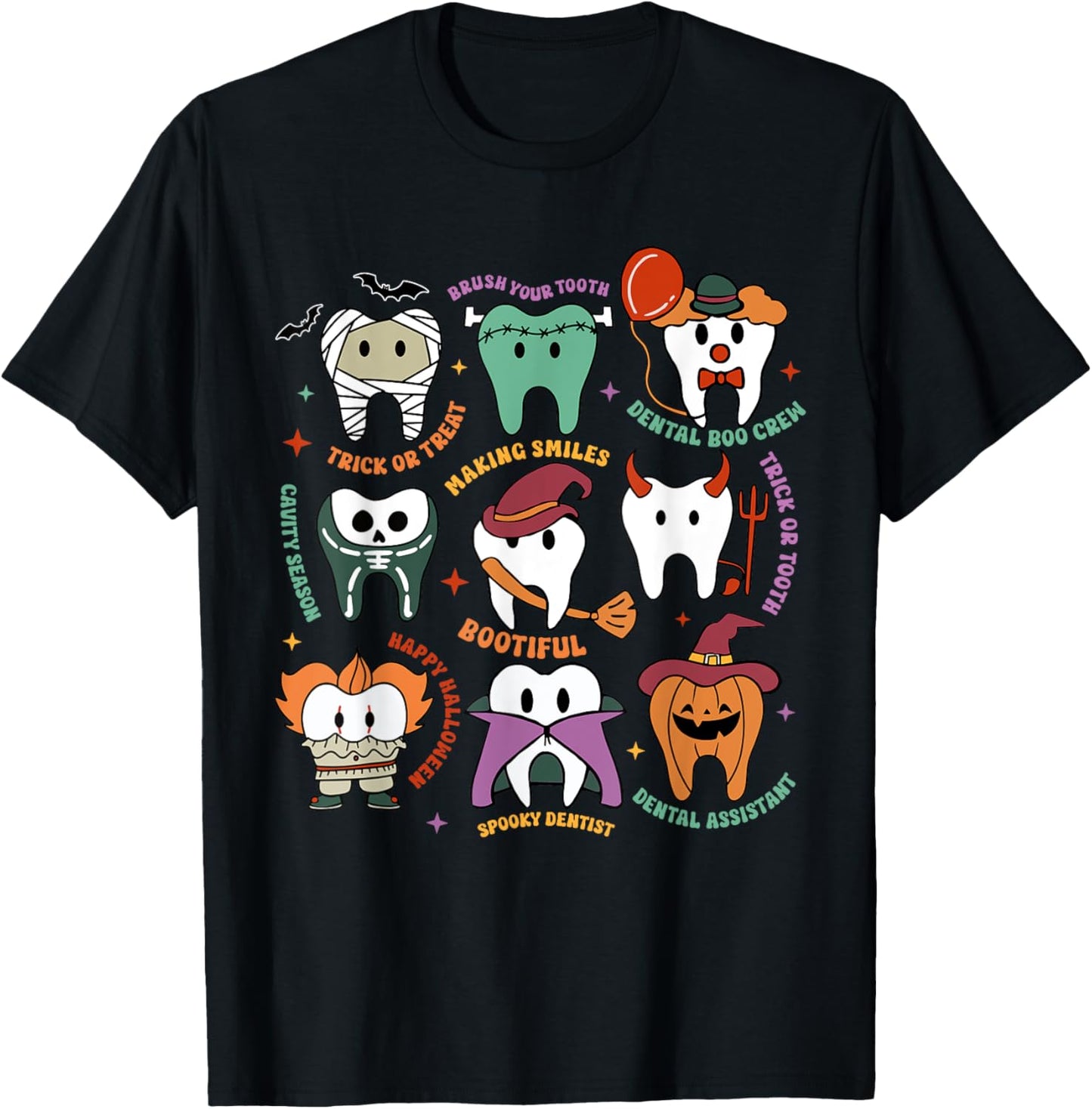 Halloween Dental Boo Crew Dentist Costume Teeth Women Men T-Shirt - T-Shirt | Black