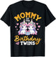 Happy Mommy Of The Birthday Twins Unicorns Two Daughters Mom T-Shirt - T-Shirt | Black