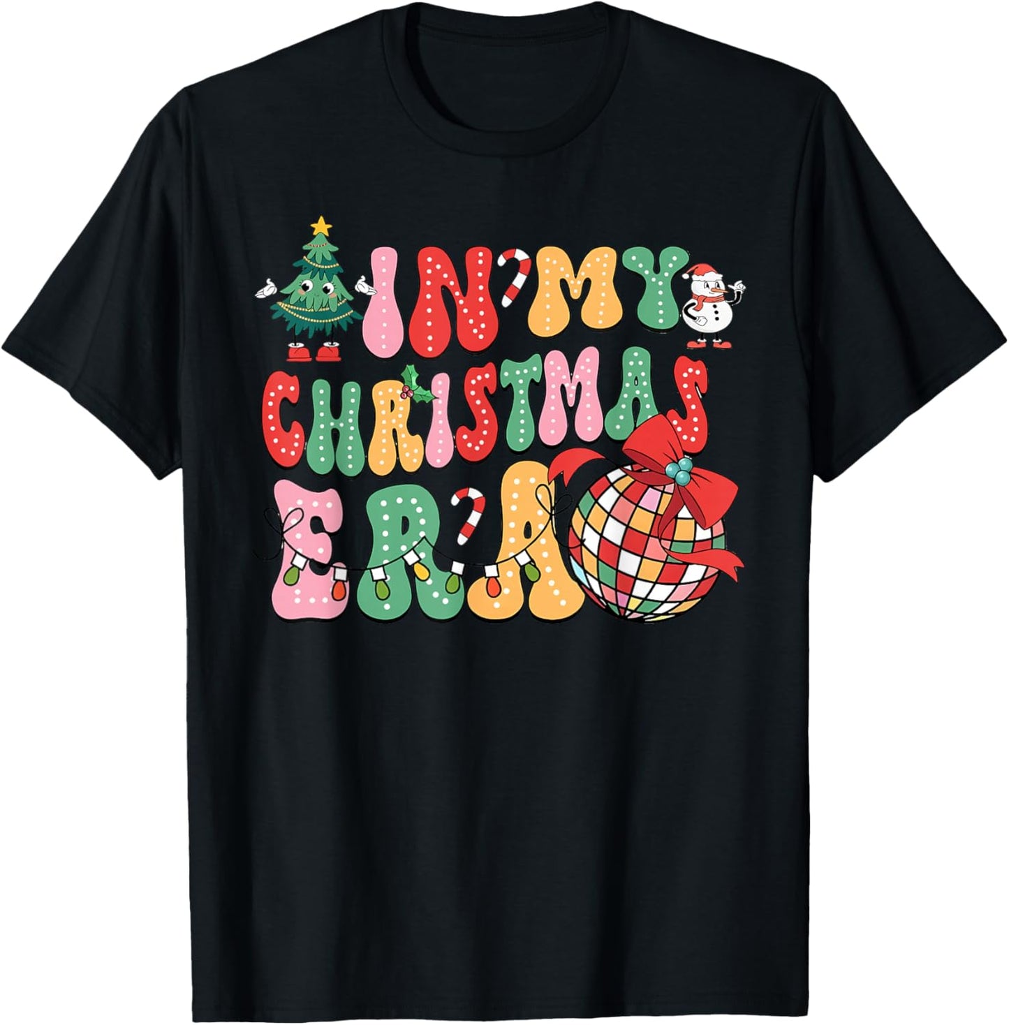 in My Christmas Era Cute Groovy Christmas Holiday Xmas T-Shirt - T-Shirt | Black