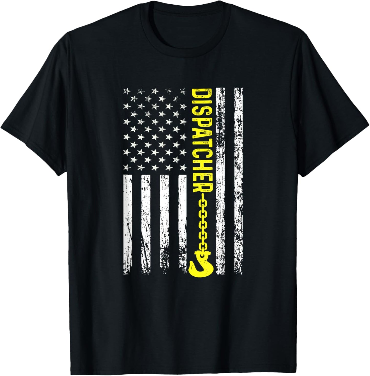 Tow Truck Dispatcher USA Flag Thin Yellow Line T-Shirt - T-Shirt | Black