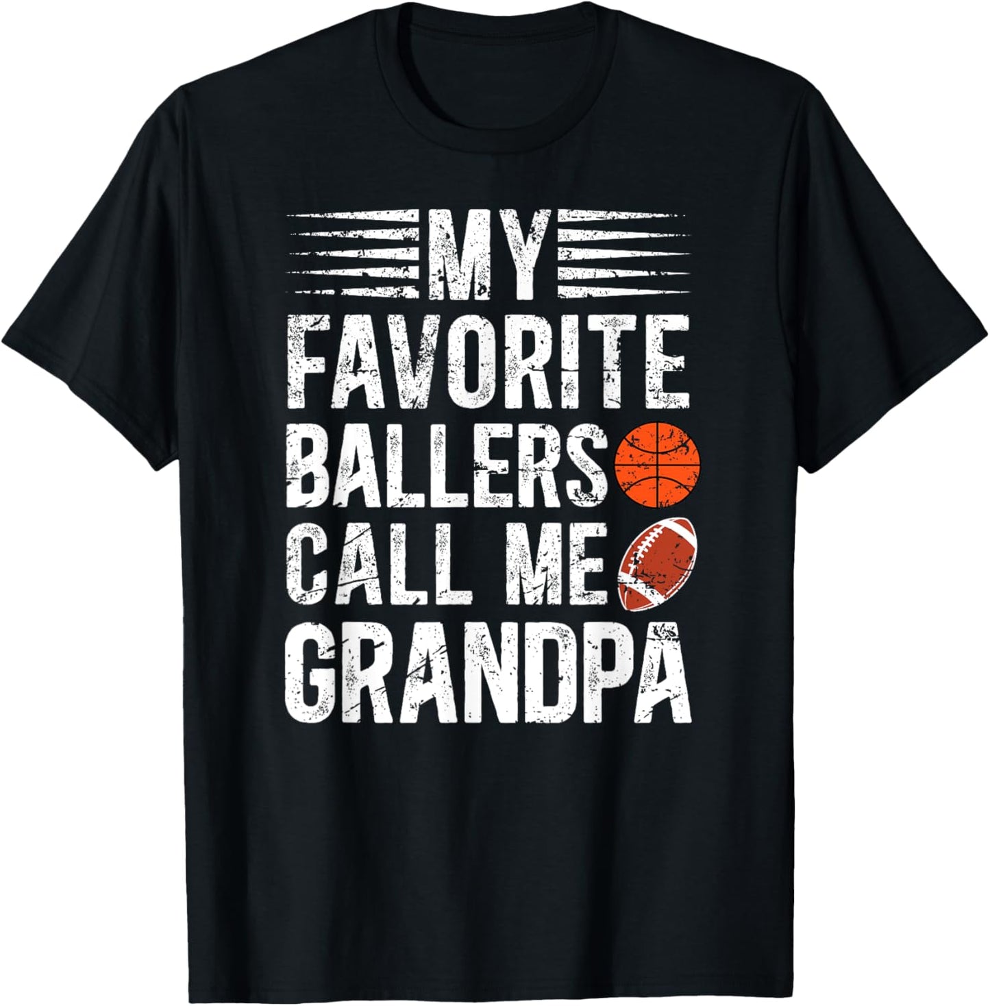 Ballers Call Me Grandpa Basketball Football Grandpa T-Shirt - T-Shirt | Black