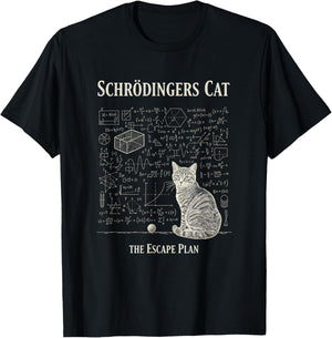 Schrdingers Cat The Escape Plan - Funny Science Cat for Cat T-Shirt - T-Shirt | Black