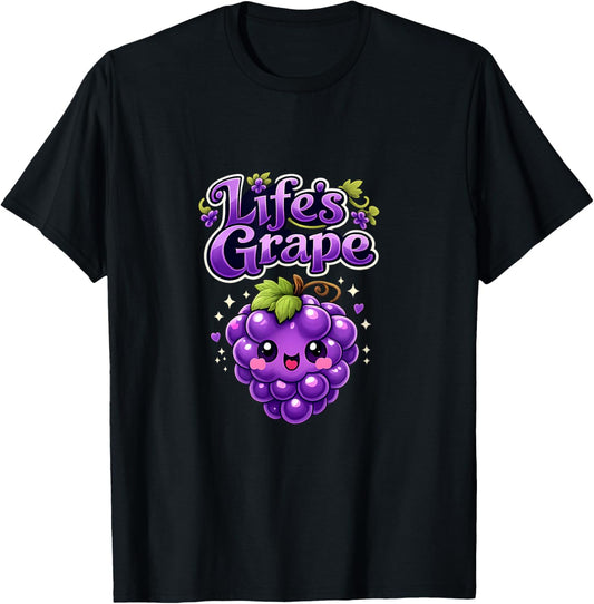 Lifes Raisin Kawaii Chibi Raisins Mignon Violet Vert Art T-Shirt - T-Shirt | Black