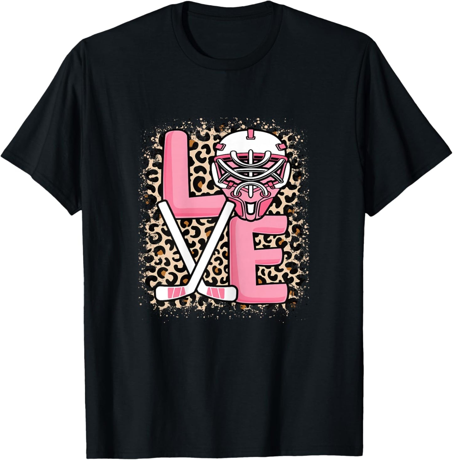 Cute Ice Hockey Love Hockey Player Women Girls Kids T-Shirt - T-Shirt | Black