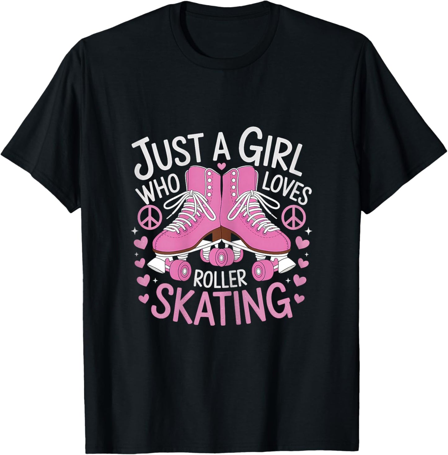Just A Girl Who Loves Roller Skating 70s 90s Roller Skater T-Shirt - T-Shirt | Black