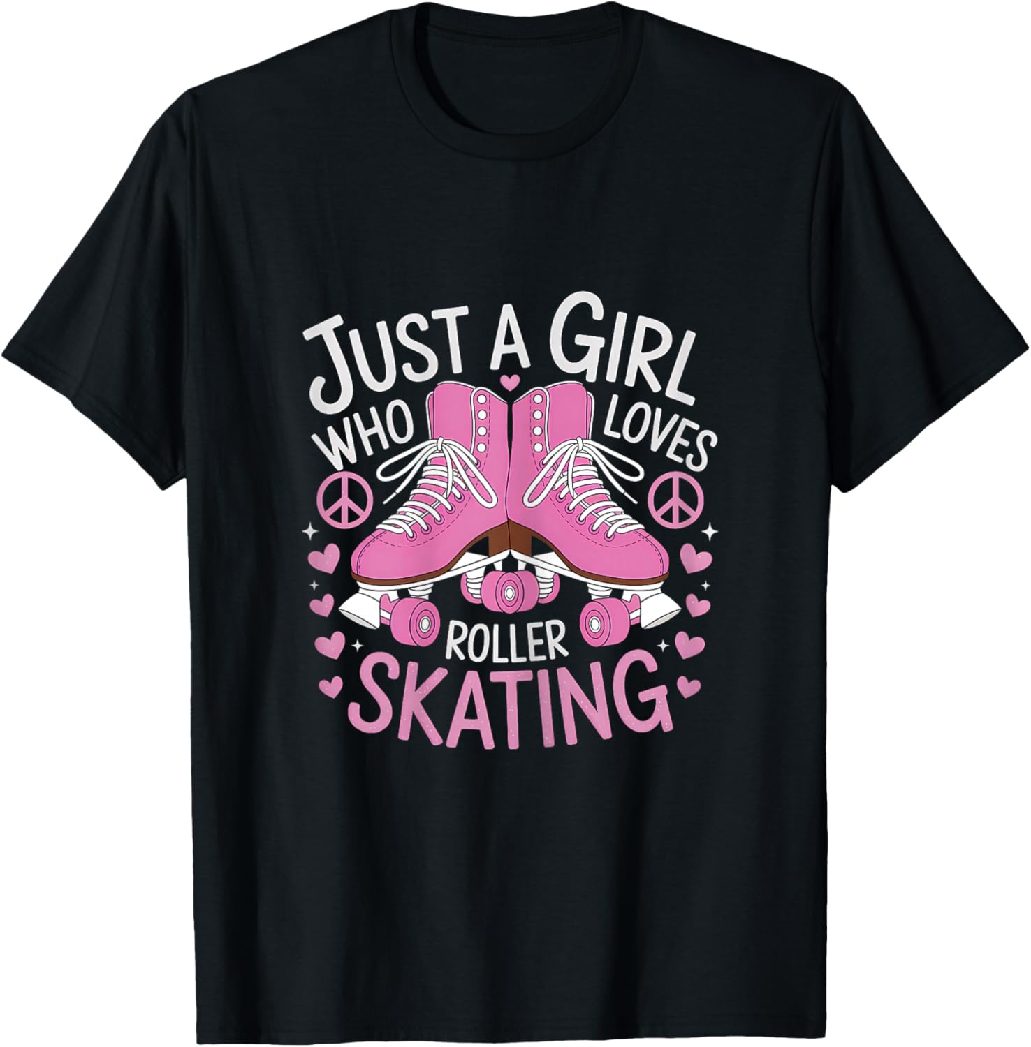 Just A Girl Who Loves Roller Skating 70s 90s Roller Skater T-Shirt - T-Shirt | Black