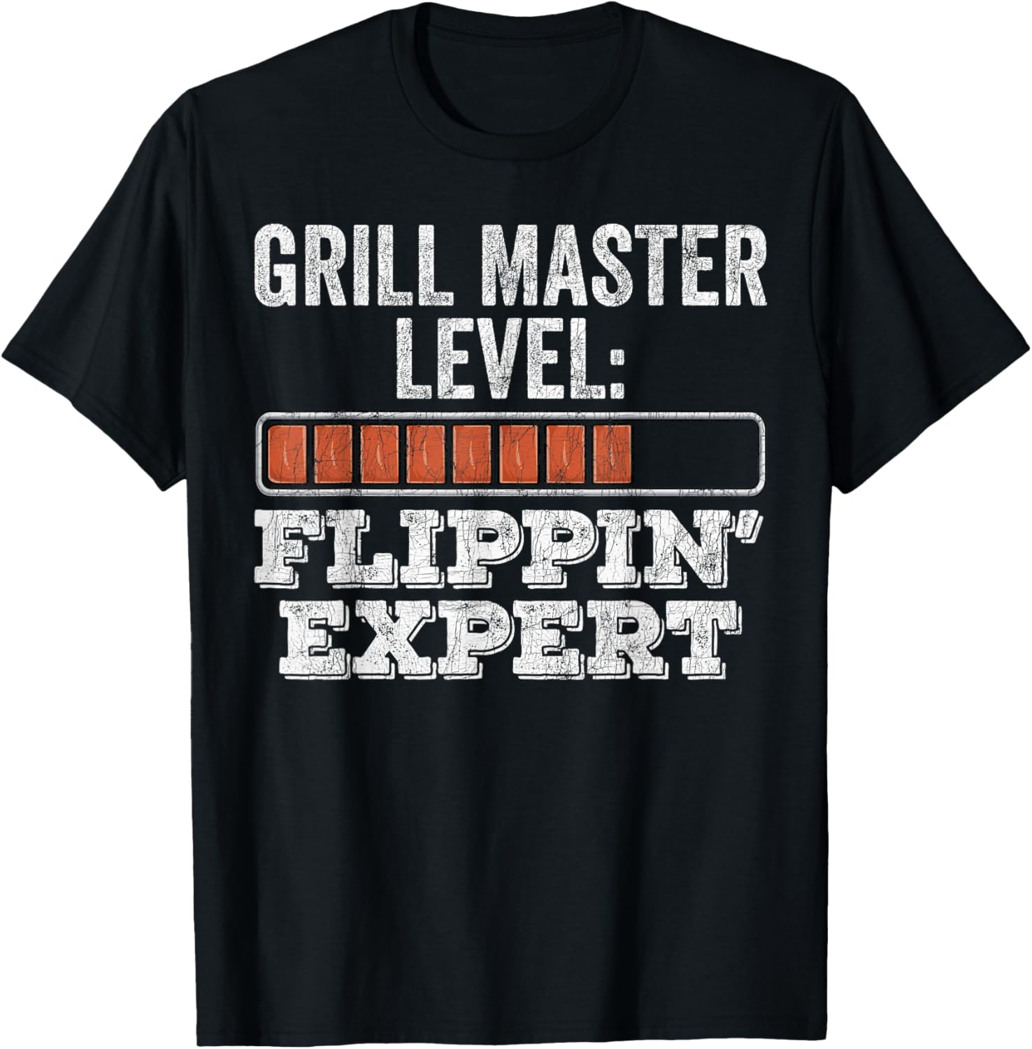 BBQ Grill Dad, Vintage Grill Master Level Flippin' Expert T-Shirt - T-Shirt | Black