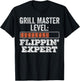 BBQ Grill Dad, Vintage Grill Master Level Flippin' Expert T-Shirt - T-Shirt | Black