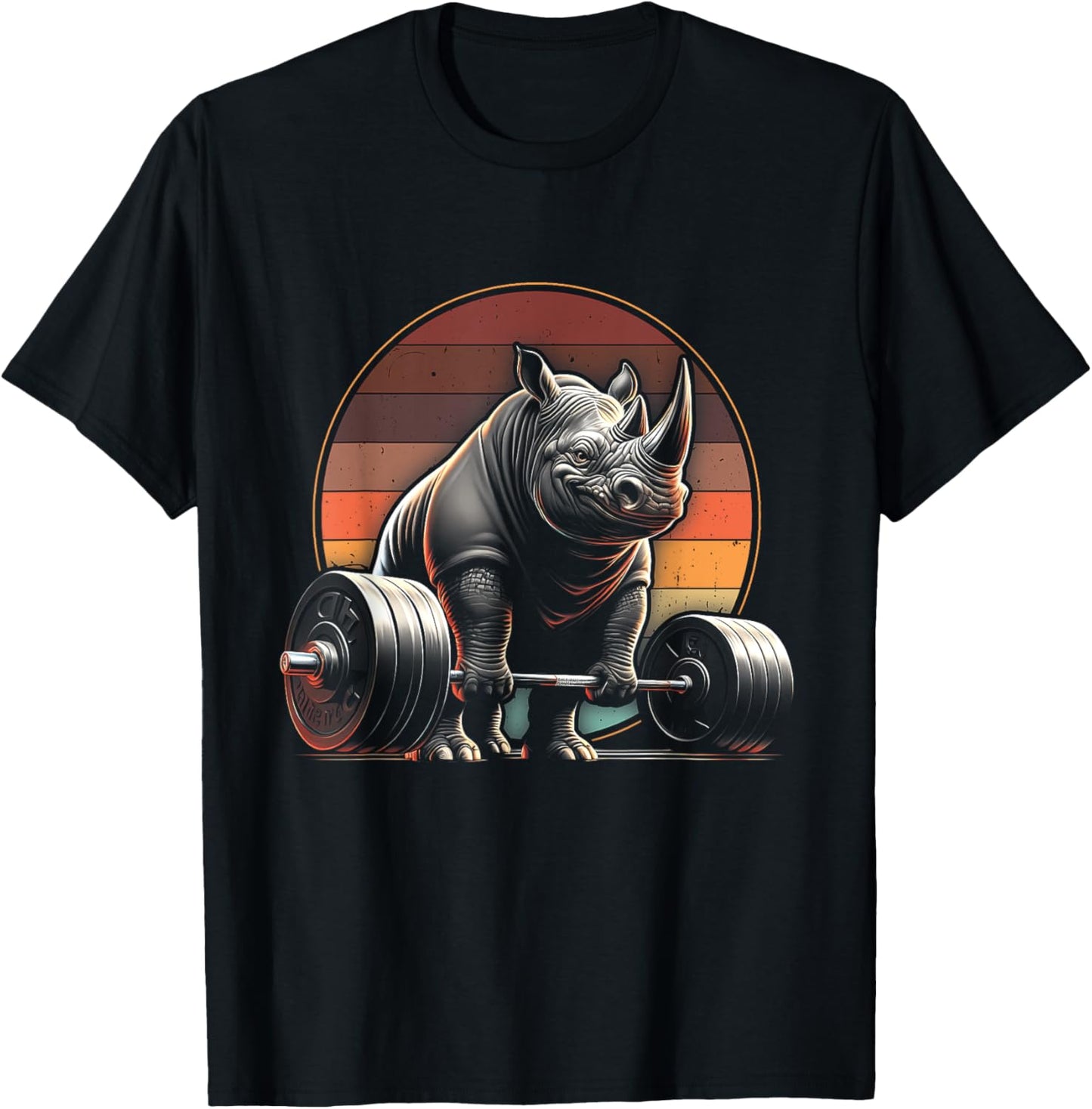 Rhinoceros Powerlifting Weightlifting Gym Rhino Lovers -Adults, -Kids Black Animal Print Rhinoceros T-Shirt - T-Shirt | Black
