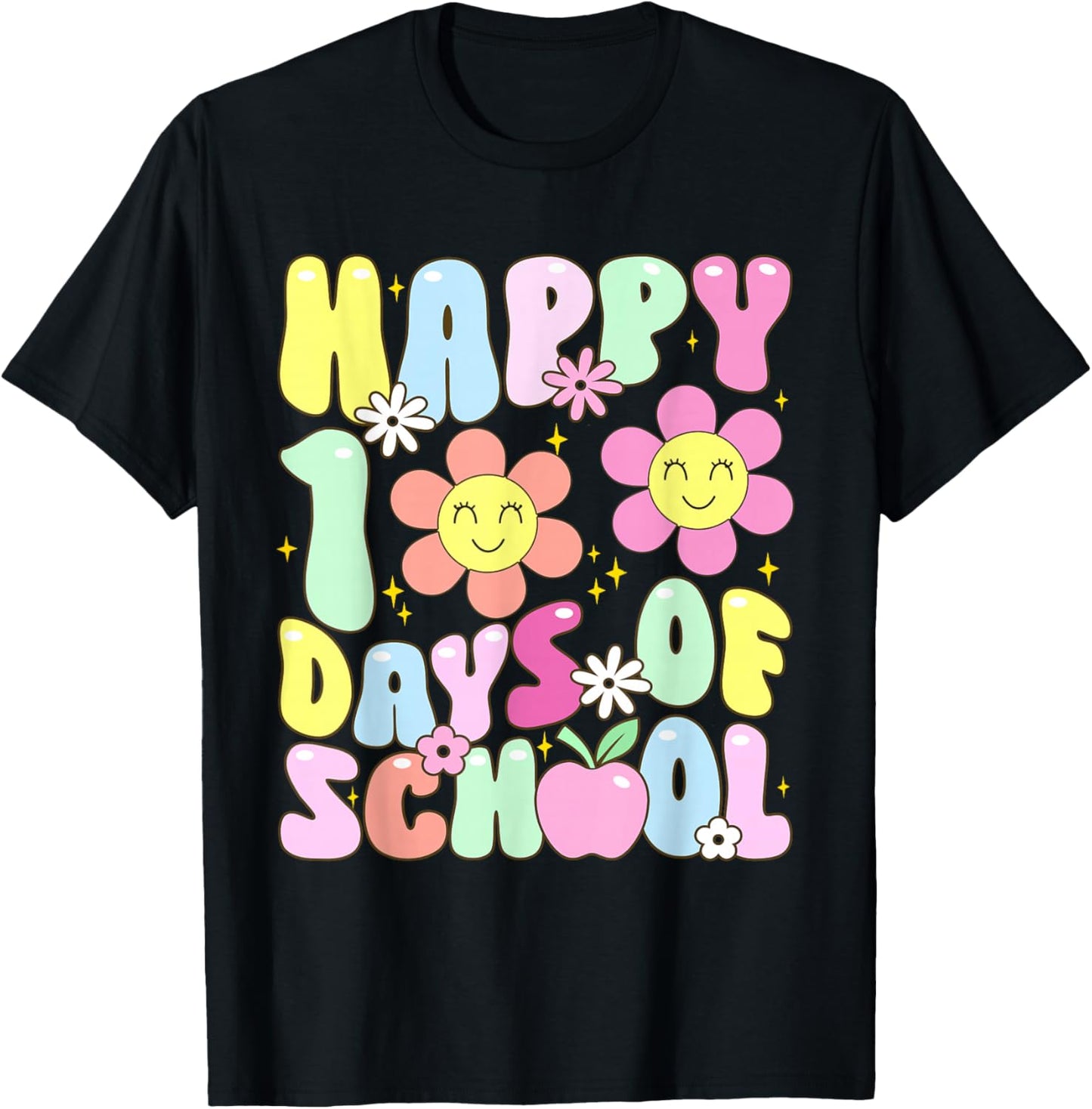 100th Day of School Kids Boys Girls Groovy 100 Days T-Shirt - T-Shirt | Black