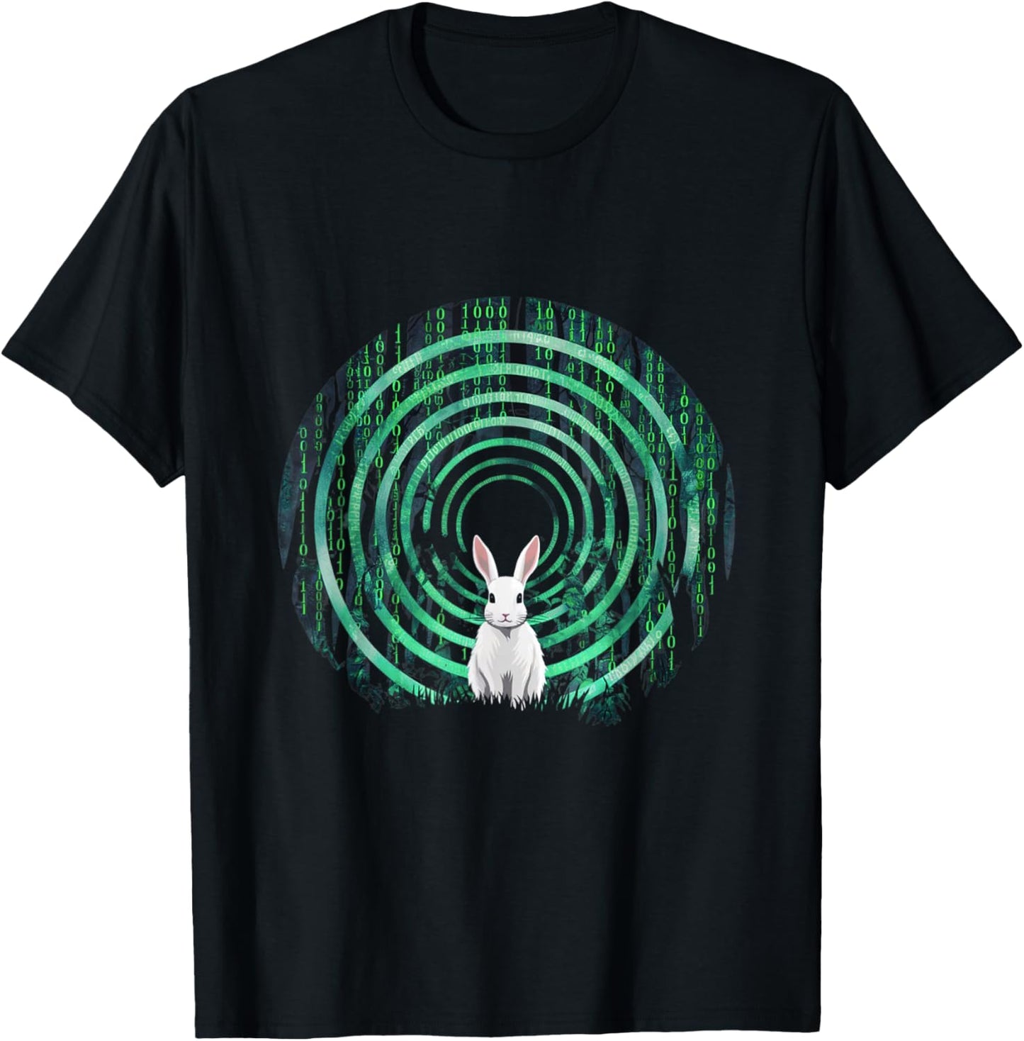 Conspiracy Theories Green Vortex Hole With Rabbit T-Shirt - T-Shirt | Black