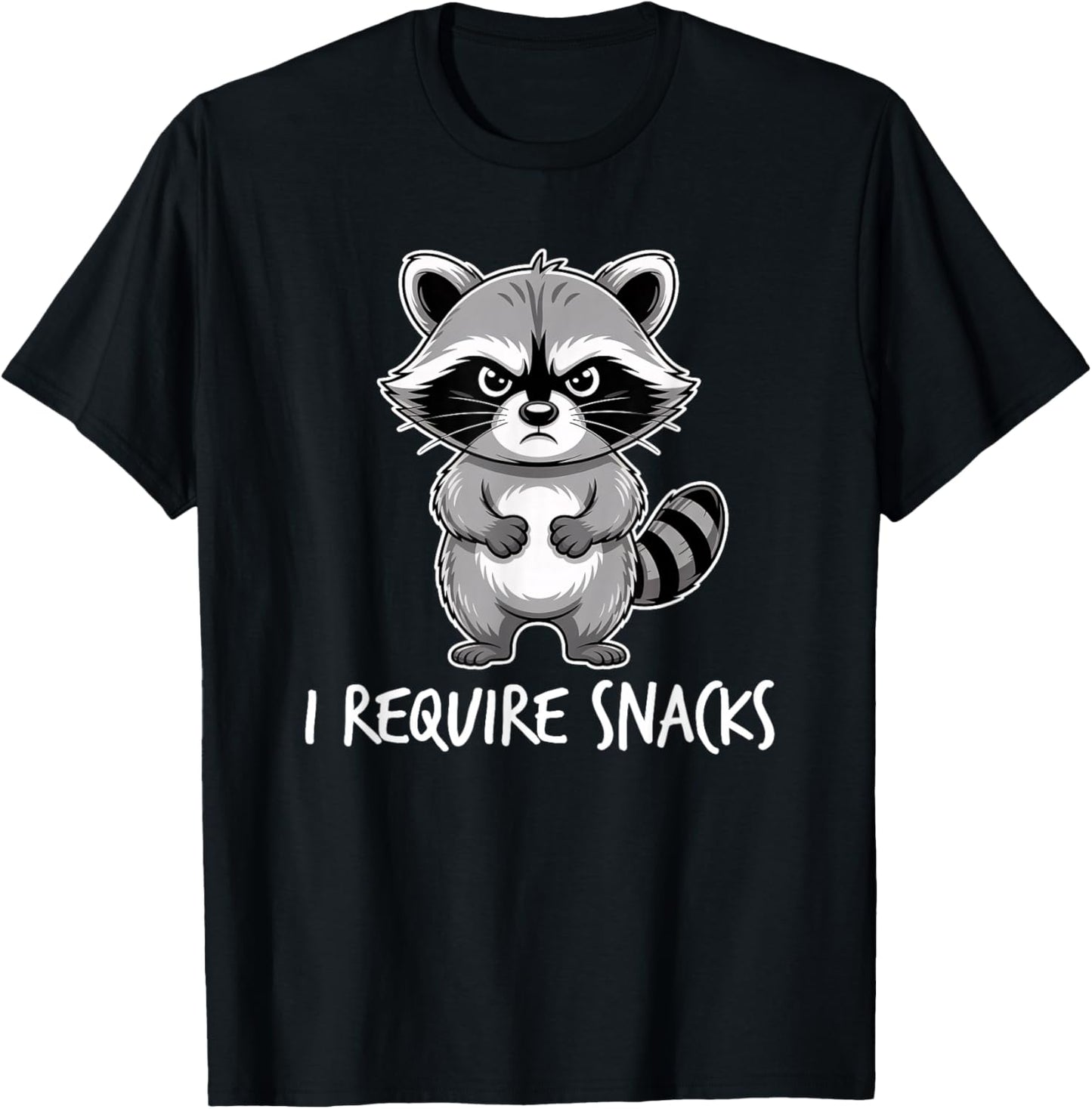 I Require Snacks Raccoon T-Shirt - T-Shirt | Black
