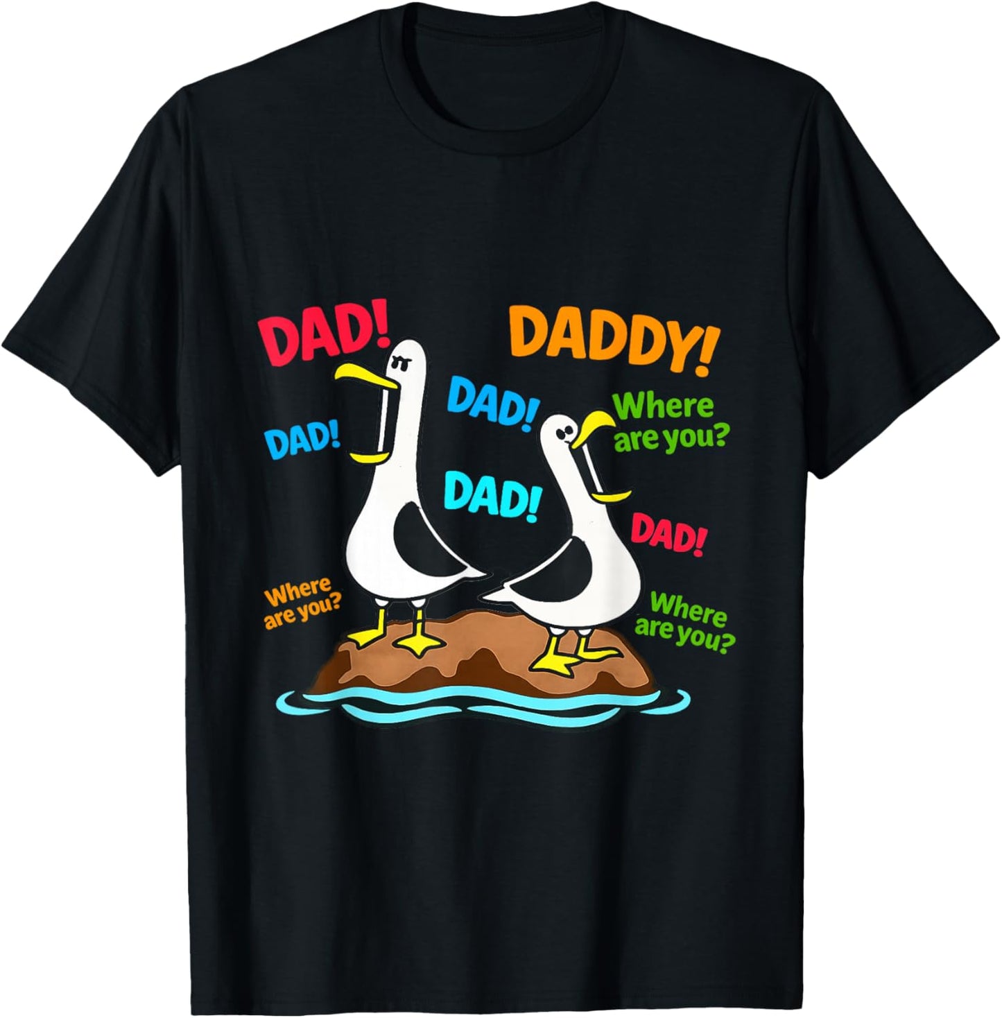 Funny Seagull Dad Daddy Ocean Bird Fathers Day T-Shirt - T-Shirt | Black
