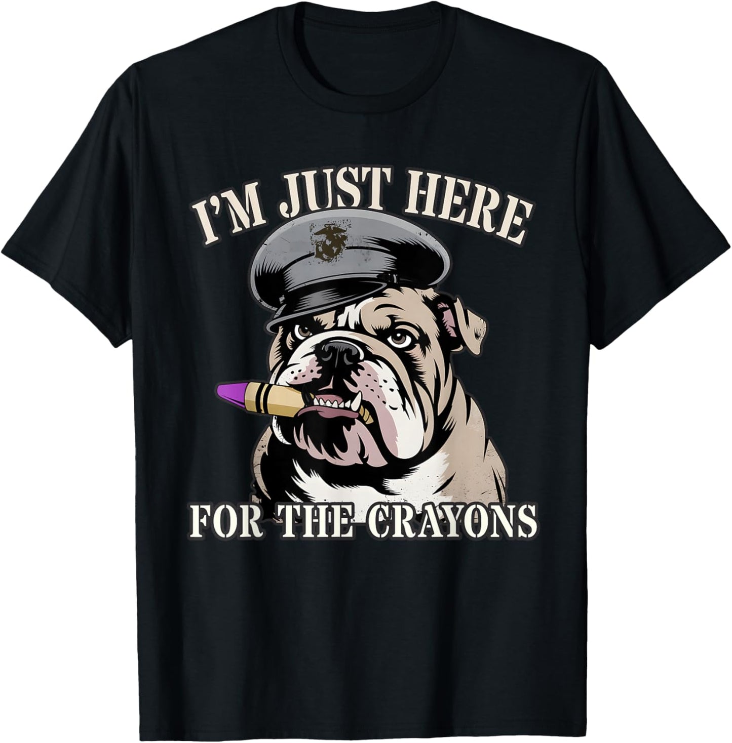 Cute I'm JUST HERE for Crayons Eater Veterans DD-214 T-Shirt - T-Shirt | Black