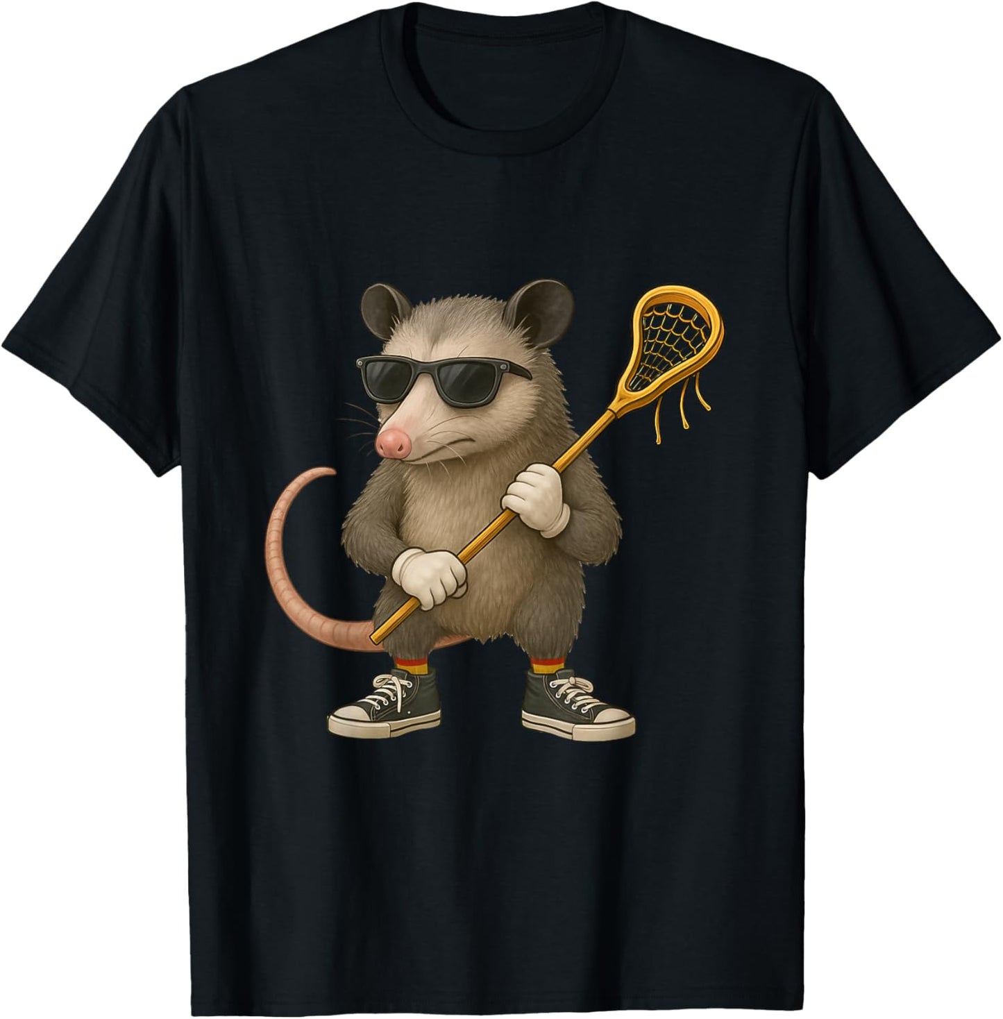 Funny Lacrosse LAX Possum Kids Men Women Lacrosse Player T-Shirt - T-Shirt | Black