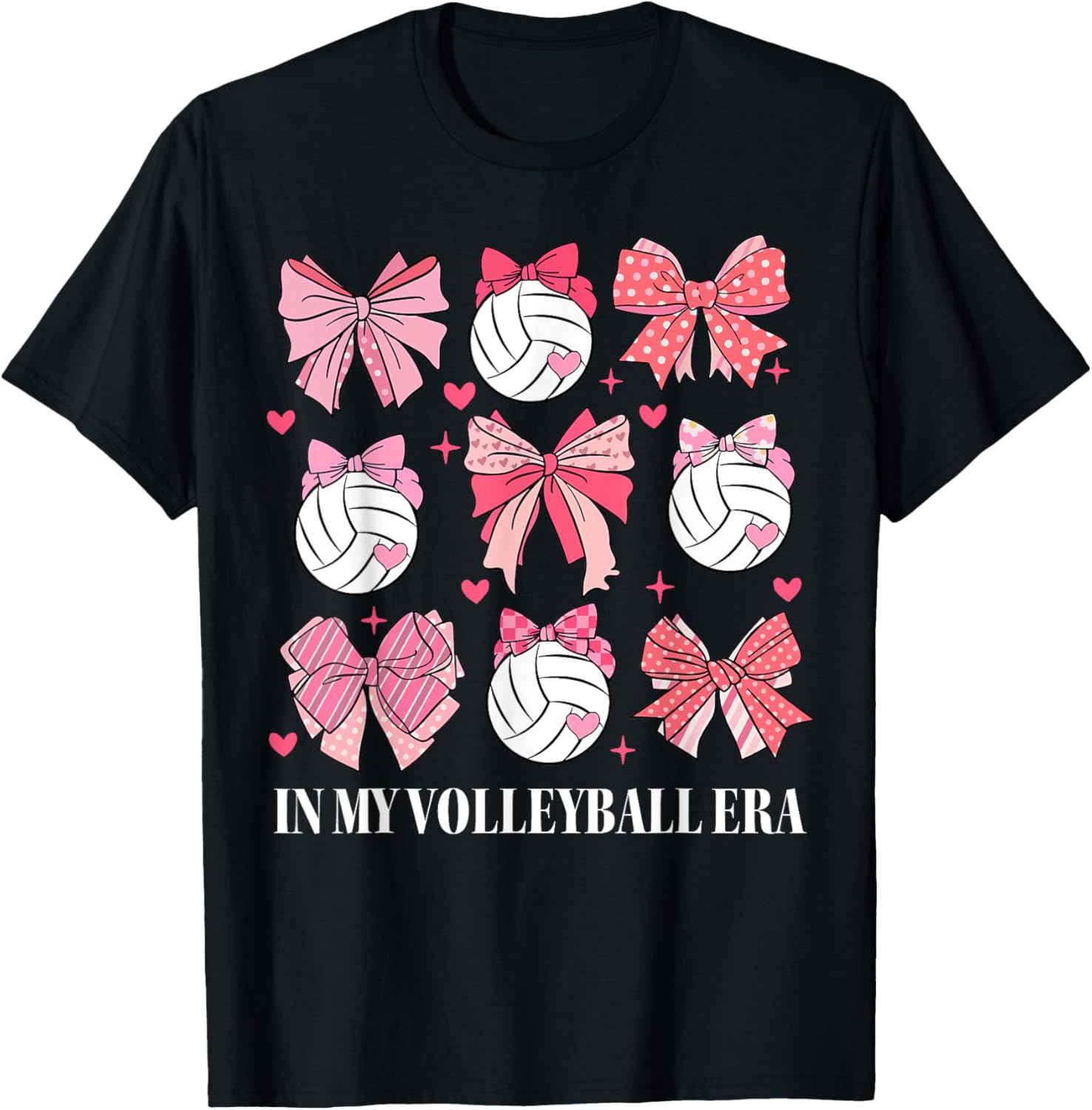 In My Volleyball Era Coquette Bow Volleyball Mom Women's Black Classic Fit Volleyball T-Shirt - T-Shirt | Black