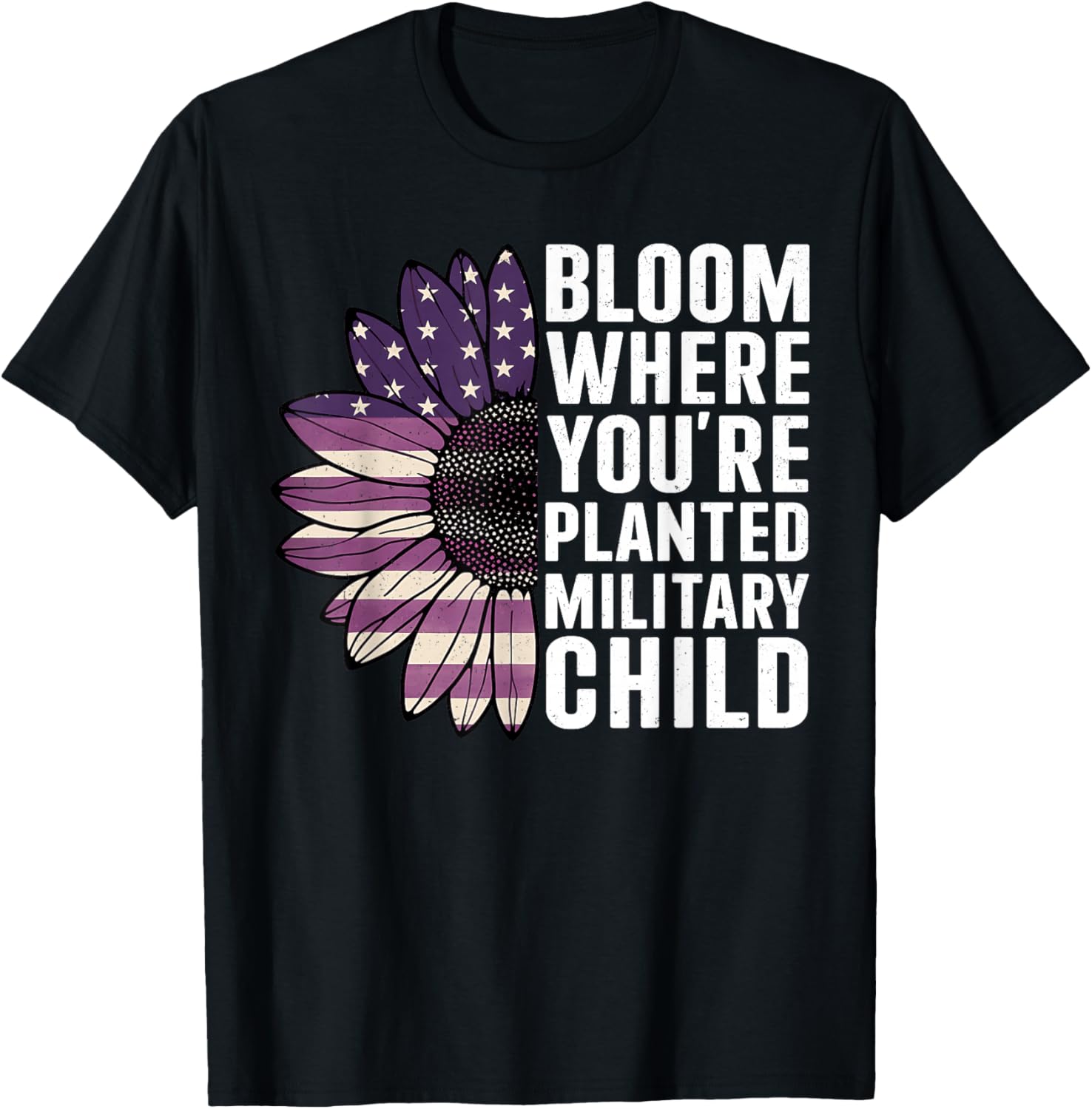 Purple Up For Military Kids Flag USA Military Child Month T-Shirt - T-Shirt | Black
