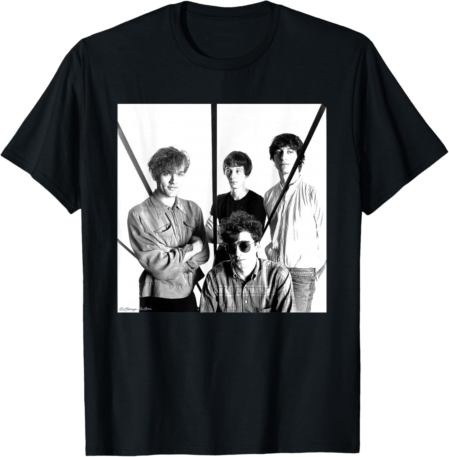 REM New York Band Photo by George DuBose T-Shirt - T-Shirt | Black