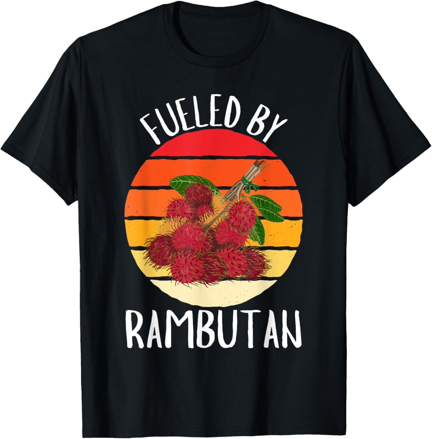 Retro Fueled By Rambutan Vintage Rambutan Fruit Lover T-Shirt - T-Shirt | Black
