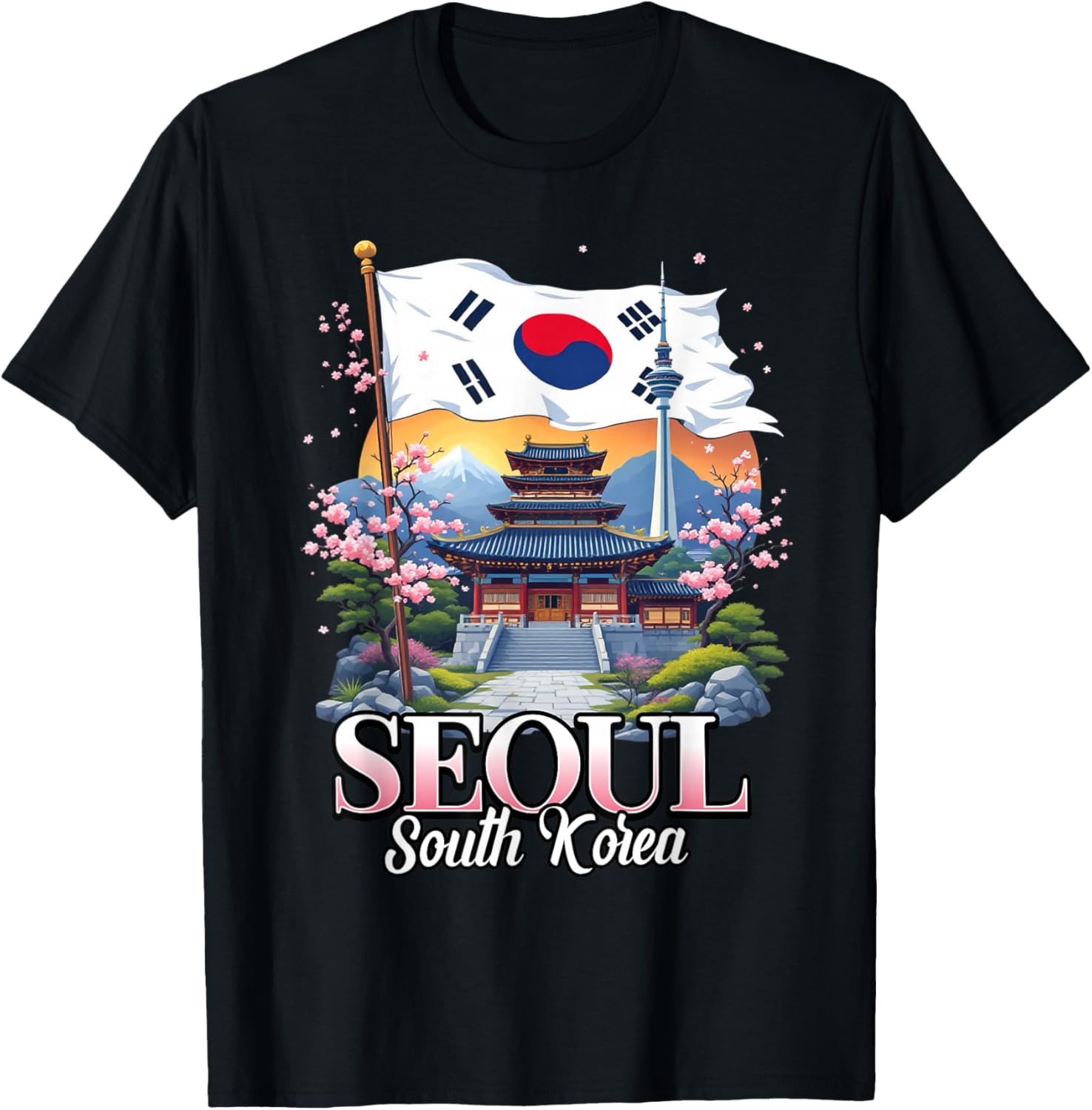 Seoul South Korea Travel South Korean Flag Souvenir T-Shirt - T-Shirt | Black