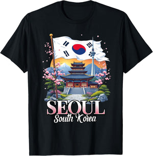Seoul South Korea Travel South Korean Flag Souvenir T-Shirt - T-Shirt | Black