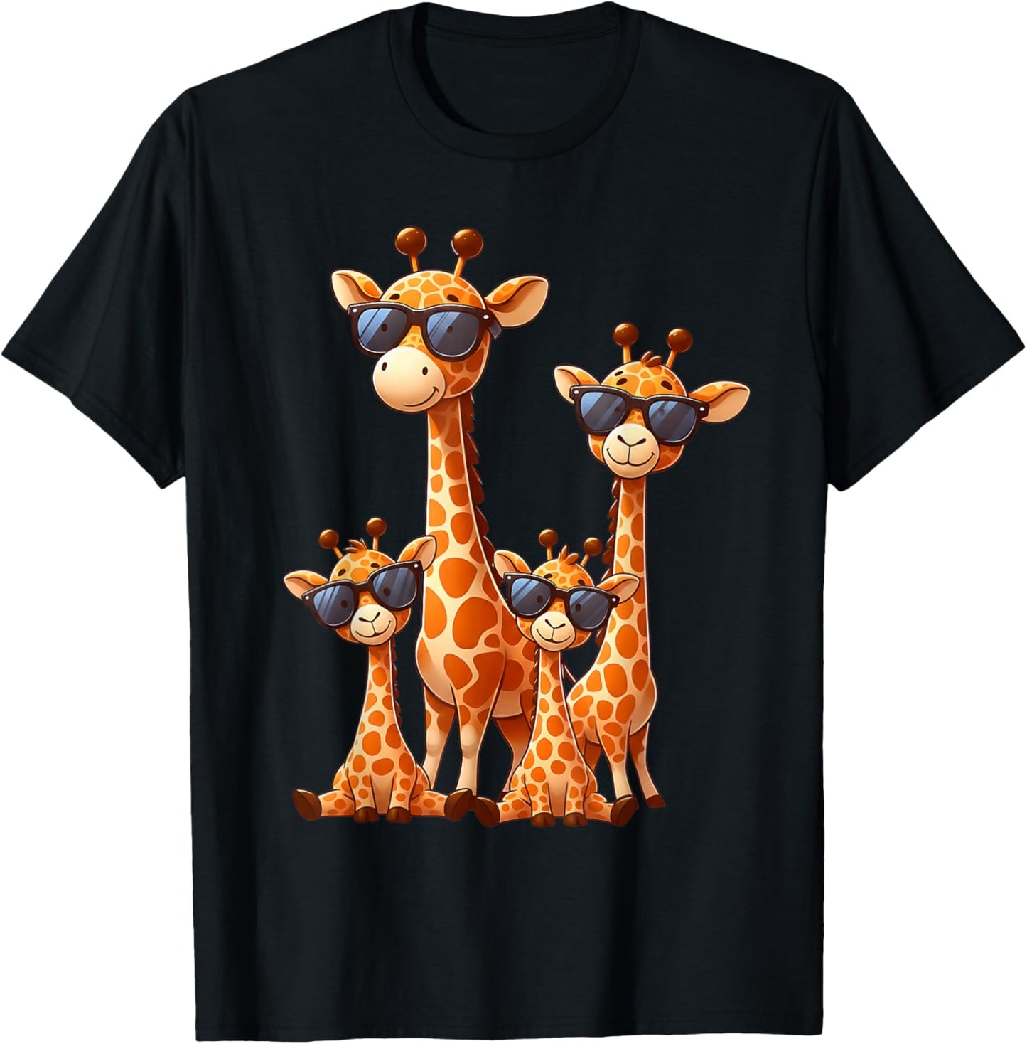 Giraffe Family Sunglasses Safari Zoo Animal Lover Giraffes T-Shirt - T-Shirt | Black
