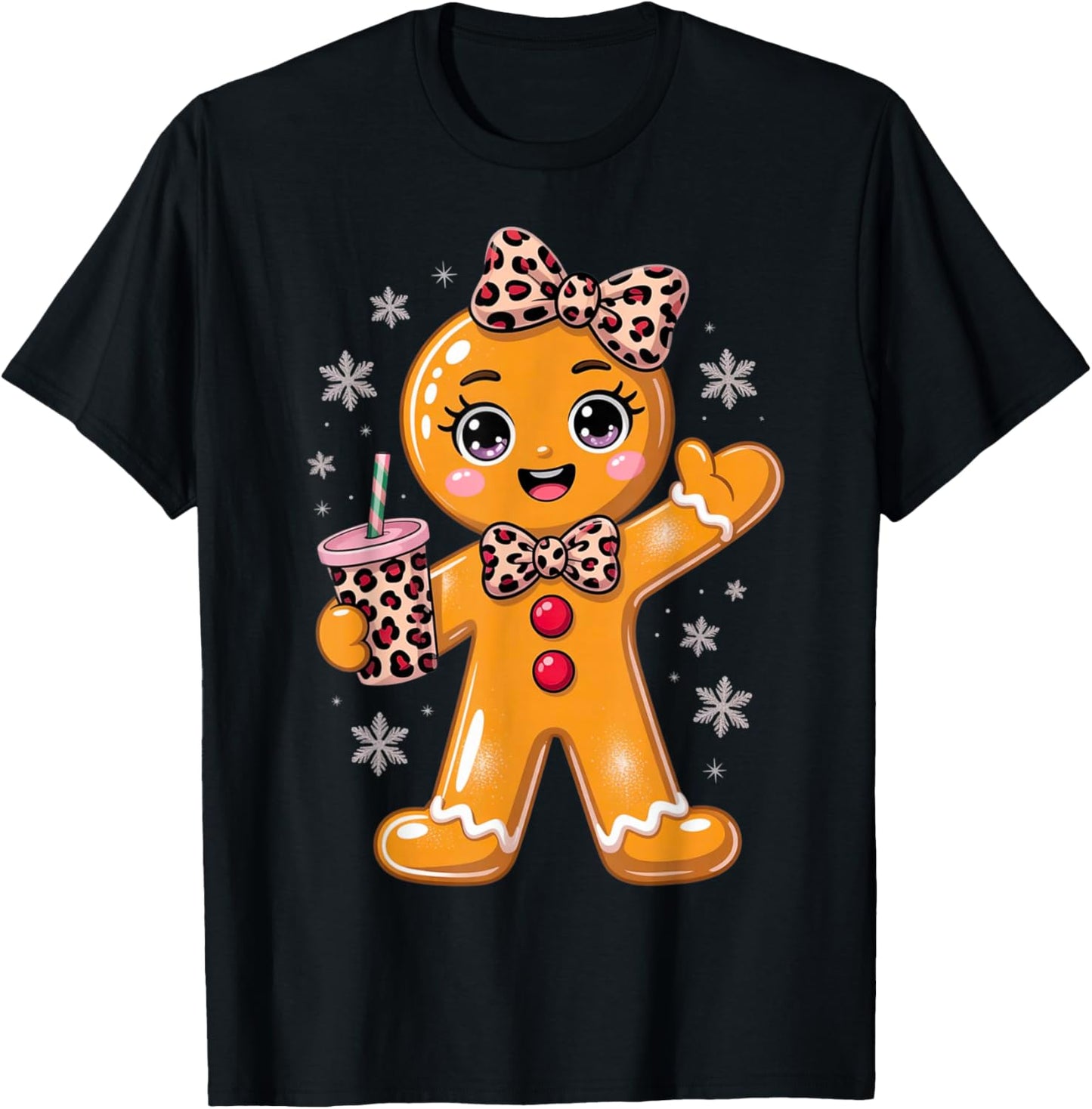 Girl's Gingerbread Christmas Cookie Baking Flirty Kids T-Shirt - T-Shirt | Black