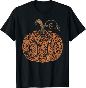 Vintage Pumpkin Women's Autumn Fall Thanksgiving Halloween T-Shirt - T-Shirt | Black