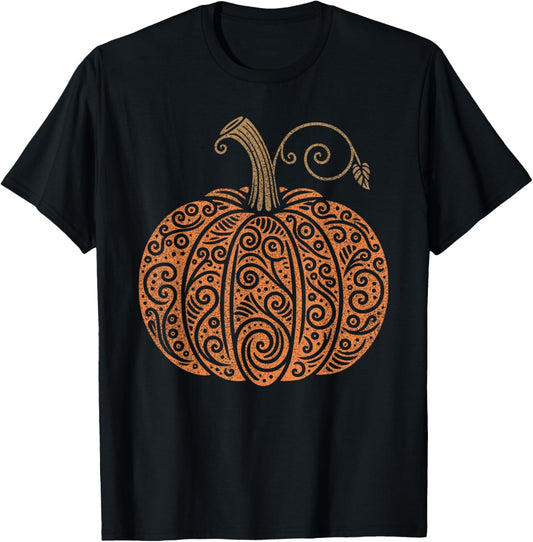 Vintage Pumpkin Women's Autumn Fall Thanksgiving Halloween T-Shirt - T-Shirt | Black
