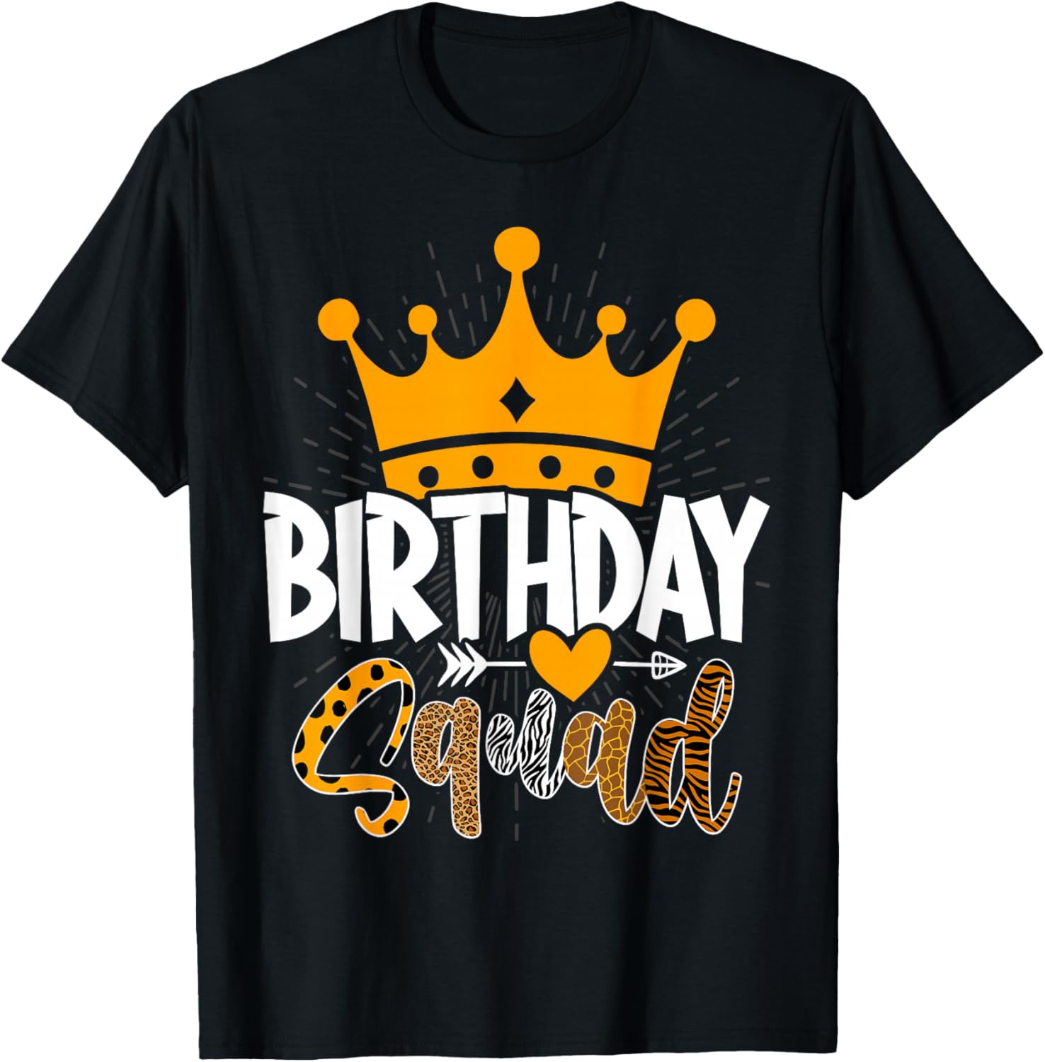 Birthday Squad Wild Animals Print Safari Zoo Kids Girls Boys T-Shirt - T-Shirt | Black