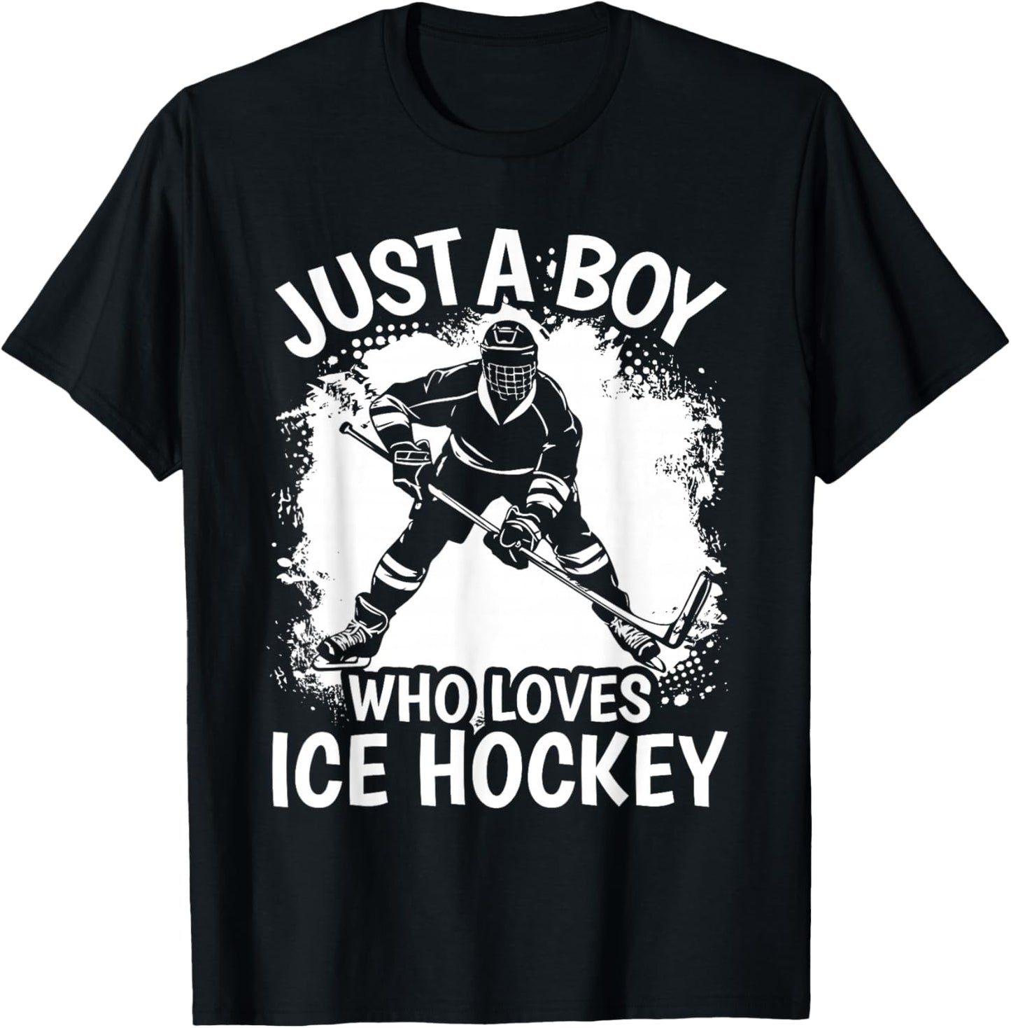Just A Boy Who Loves Ice Hockey Vintage Boys Kids T-Shirt - T-Shirt | Black