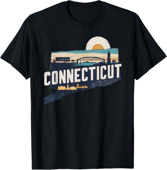 Connecticut State of Connecticut Retro Connecticut T-Shirt - T-Shirt | Black