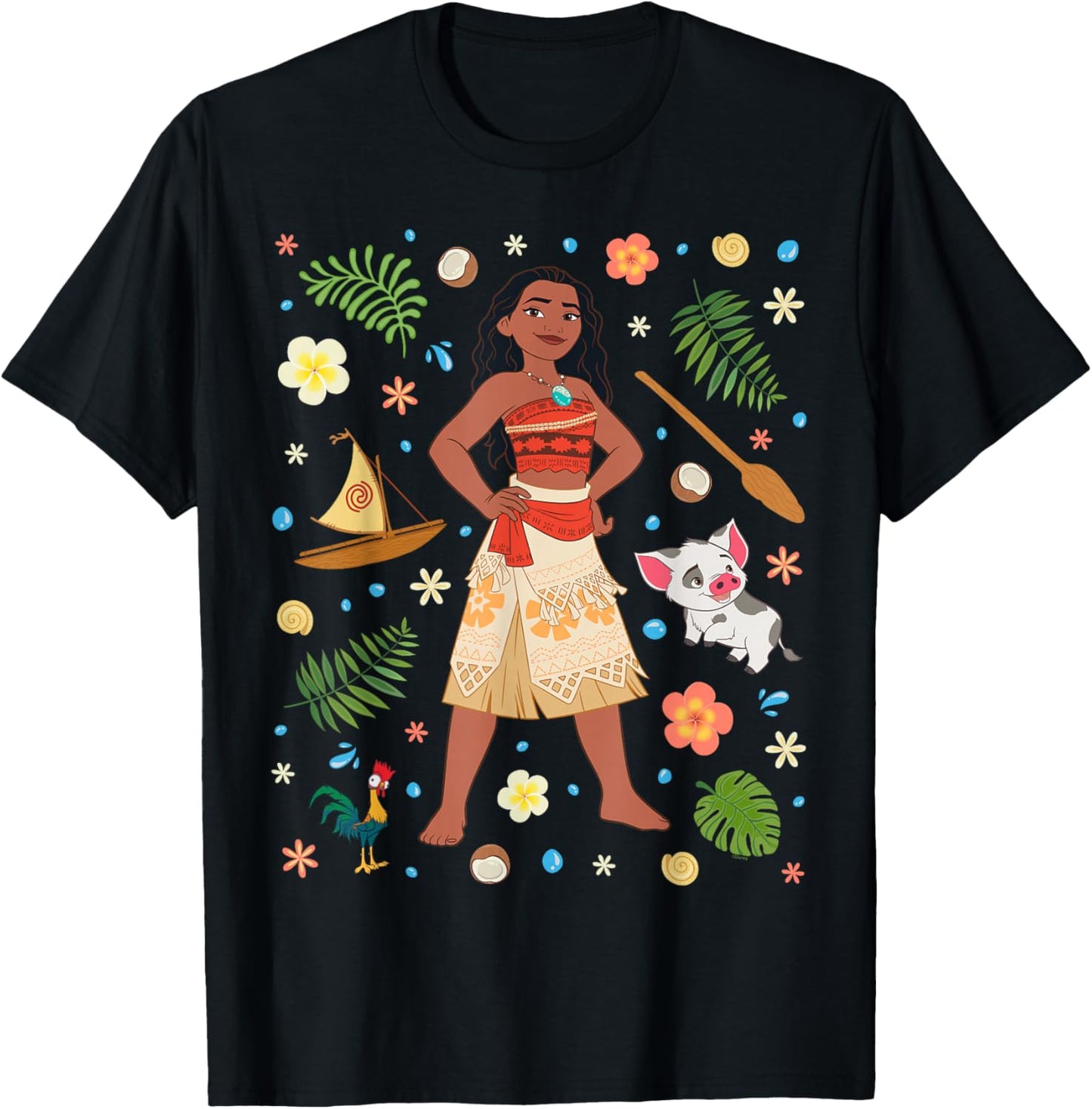 Disney Princess Moana Collage Portrait T-Shirt - T-Shirt | Black