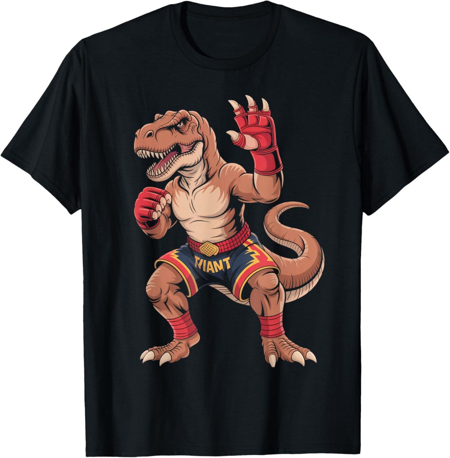 Muay Thai Dinosaur Trex Thaiboxer Kickboxing Muay Thai T-Shirt - T-Shirt | Black